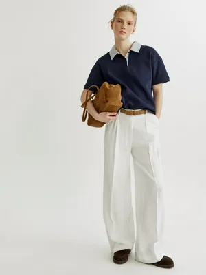 Широкие брюки из смесовой вискозы, белый, арт. 44905