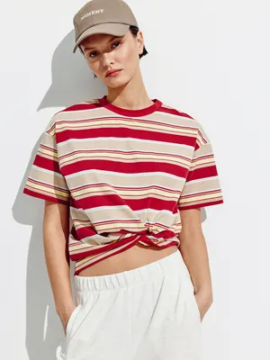 Футболка SELA оверсайз в полоску, разноцветный, арт. 44928