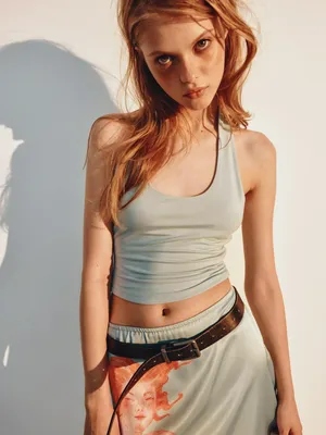 Укороченный топ-халтер SELA Young, зеленый, арт. 44930