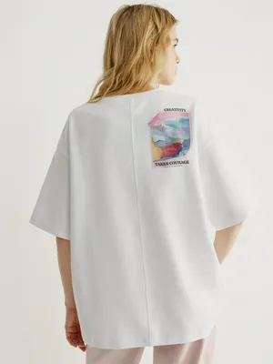 Футболка SELA ART PEOPLE с принтом, белый, арт. 44948