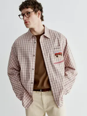 Рубашка Sela хлопковая в клетку, розовый, арт. 44949