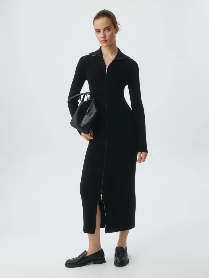 Платье макси на молнии, черный, арт. 4495