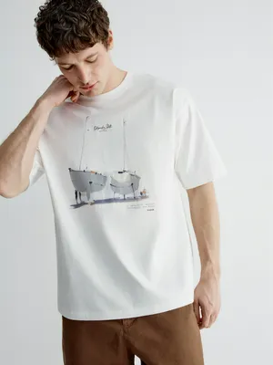 Футболка оверсайз SELA с принтом Art People Алексей Ланцев, белый, арт. 44951