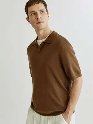 Вязаное поло SELA REGULAR FIT, коричневый, арт. 44953