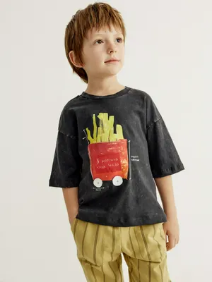 Футболка оверсайз для мальчиков SELA ART PEOPLE, серый, арт. 44957