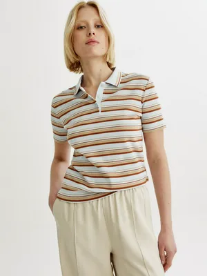 Поло SELA приталенное в полоску, разноцветный, арт. 44959