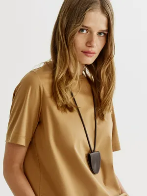 Футболка SELA из смесового модала с шелком, бежевый, арт. 44962