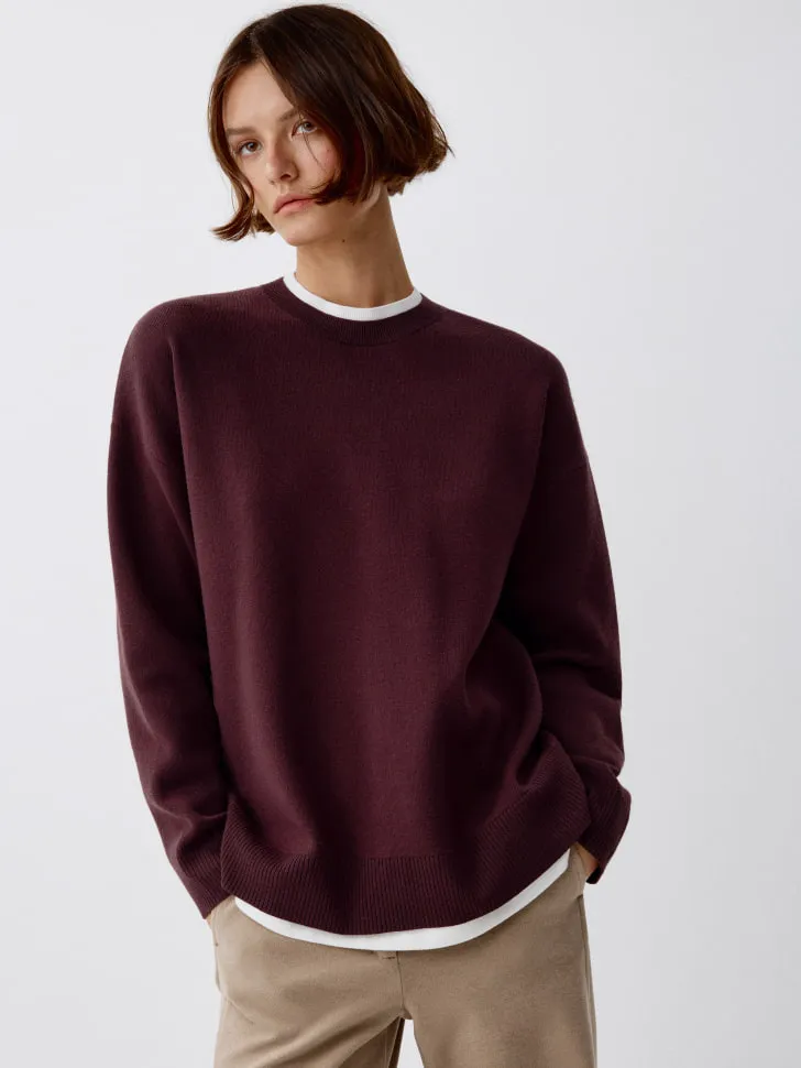 Вязаный джемпер с многослойным эффектом, бордовый, арт. 4498