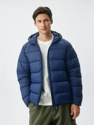 Стеганая куртка с капюшоном, синий, арт. 4499