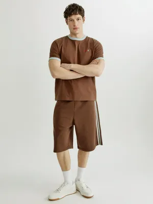 Мужские трикотажные шорты бермуды SELA с лампасами, коричневый, арт. 44992