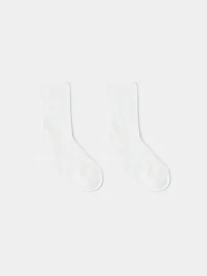 Носки SELA из смесового бамбука в рубчик, белый, арт. 45005