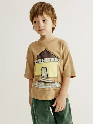 Футболка Sela оверсайз ART PEOPLE для мальчиков, бежевый, арт. 45030