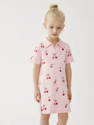 Вязаное платье SELA для девочек с принтом, розовый, арт. 45035