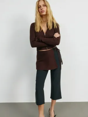 Вязаный пояс-баска SELA Young, коричневый, арт. 4504