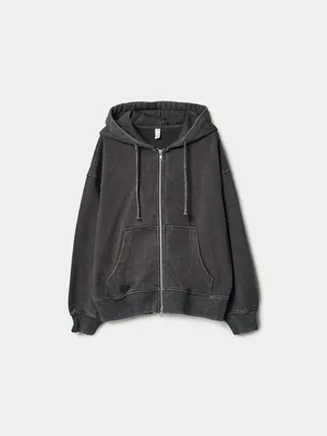 Толстовка оверсайз Sela с эффектом кислотной стирки, серый, арт. 45040