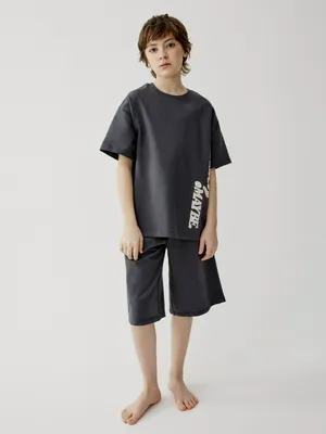 Пижама Sela с принтом для мальчиков, серый, арт. 45046