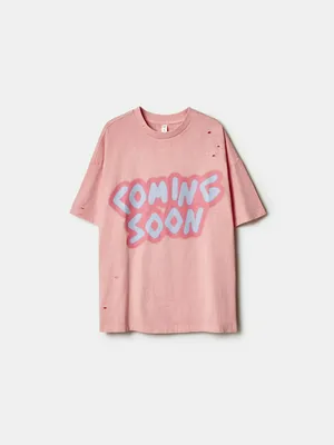 Футболка оверсайз SELA в стиле гранж для девочек, розовый, арт. 45058