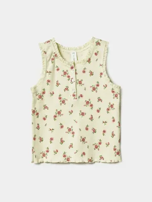 Топ SELA с цветочным принтом для девочек, бежевый, арт. 45059