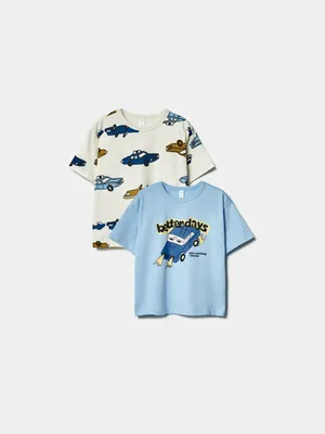 Набор из 2 футболок SELA с принтом для мальчиков, разноцветный, арт. 45071