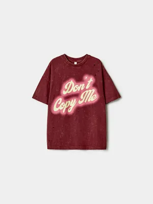 Футболка оверсайз SELA в стиле гранж, бордовый, арт. 45075