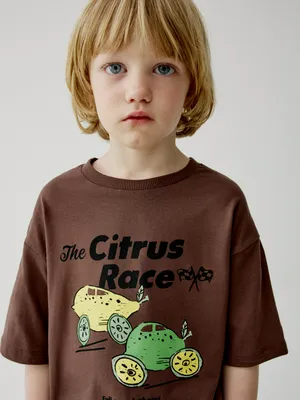 Футболка SELA оверсайз с принтом, коричневый, арт. 45083