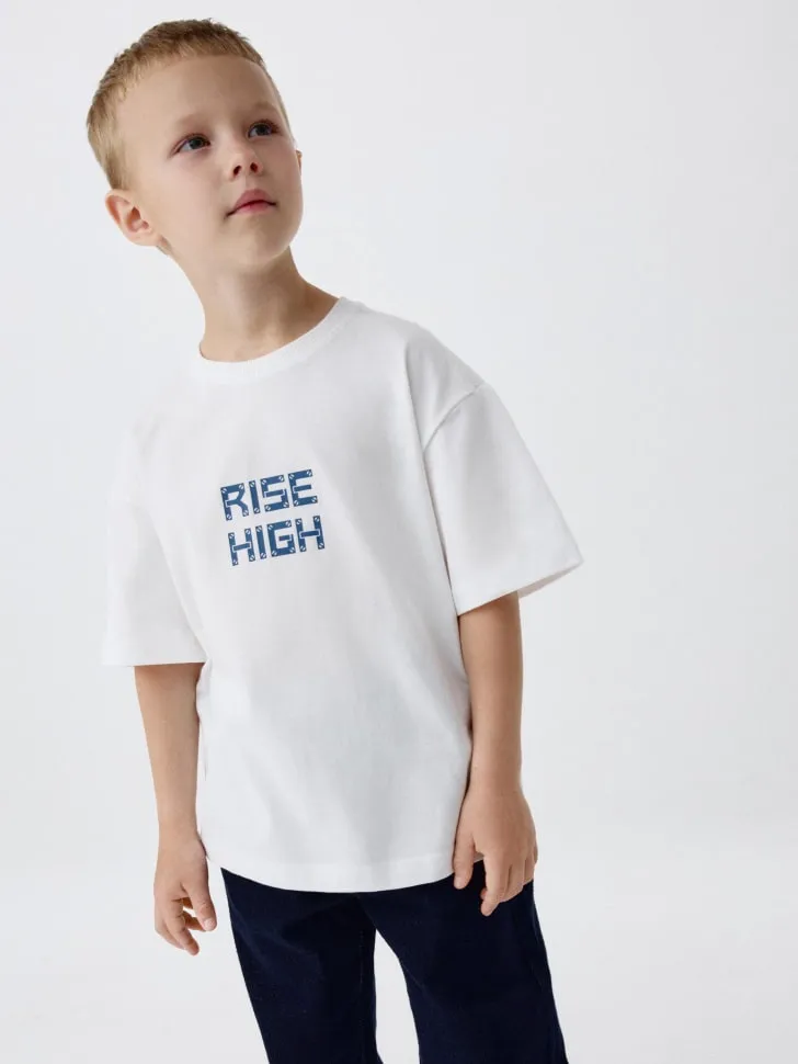 Футболка оверсайз с принтом детская, белый, арт. 4518