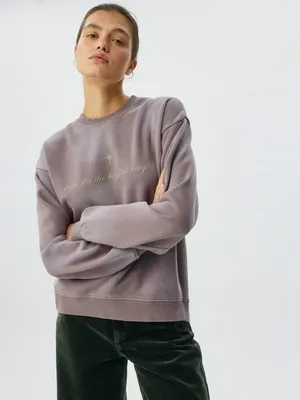 Свитшот оверсайз с принтом, фиолетовый, арт. 4524