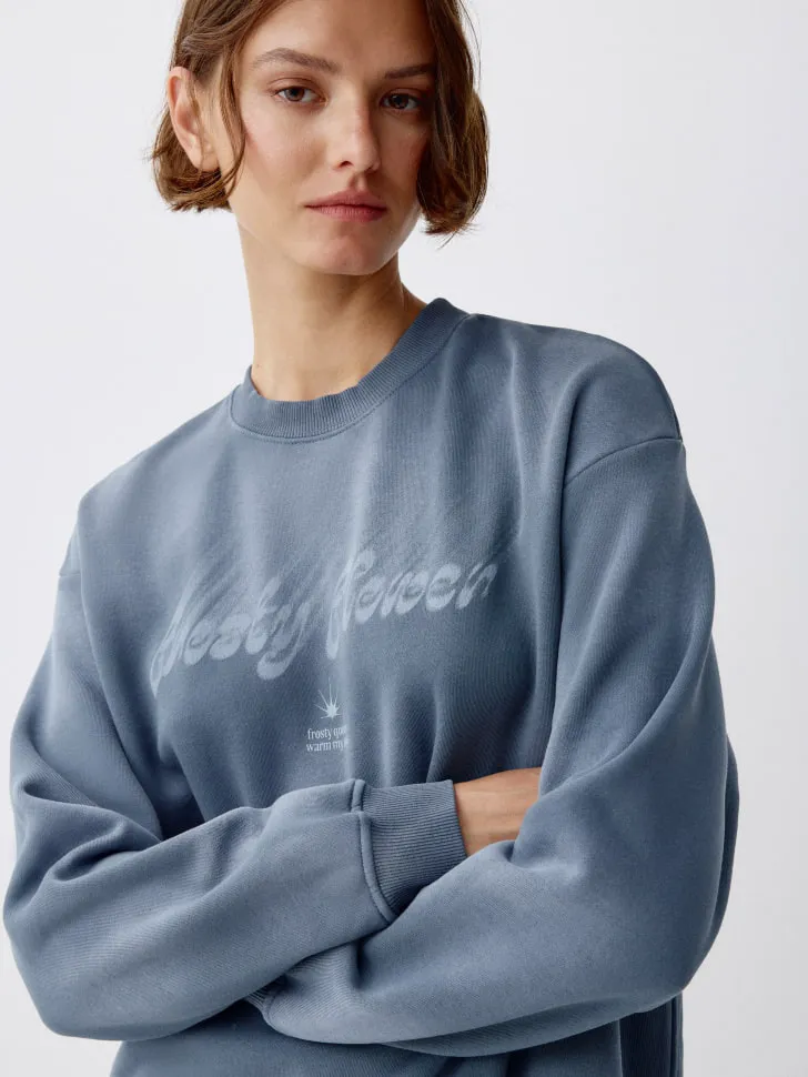Свитшот оверсайз с принтом, синий, арт. 4525