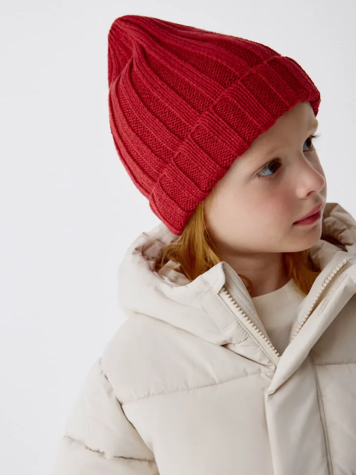 Высокая шапка-бини детская, красный, арт. 4526