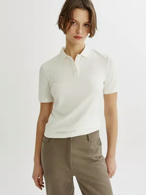 Поло Sela приталенное, белый, арт. 45389