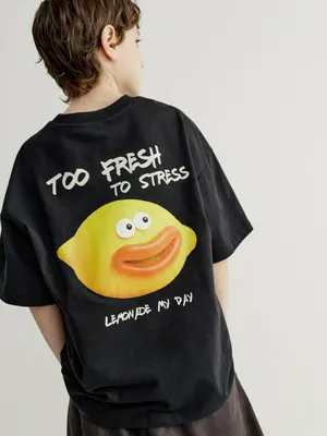 Футболка Sela оверсайз с принтом, черный, арт. 45420