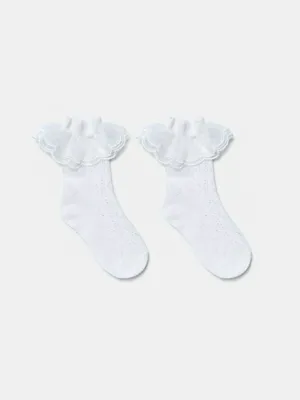 Детские носки SELA с оборкой, белый, арт. 45424