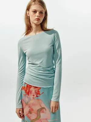 Лонгслив SELA Young приталенный, зеленый, арт. 45427