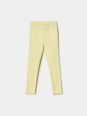 Леггинсы SELA базовые в рубчик для девочек, желтый, арт. 45437