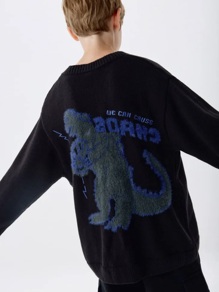 Вязаный кардиган оверсайз для мальчиков, черный, арт. 4544