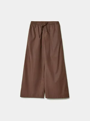 Широкие брюки SELA для девочек из хлопка, коричневый, арт. 45446