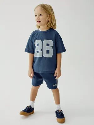 Трикотажные шорты SELA с лампасами, синий, арт. 45470