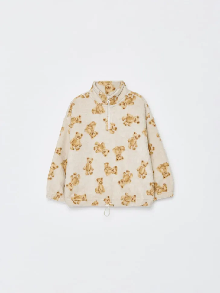 Флисовая толстовка с принтом для девочек, бежевый, арт. 4553