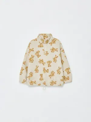 Флисовая толстовка с принтом для девочек, бежевый, арт. 4553