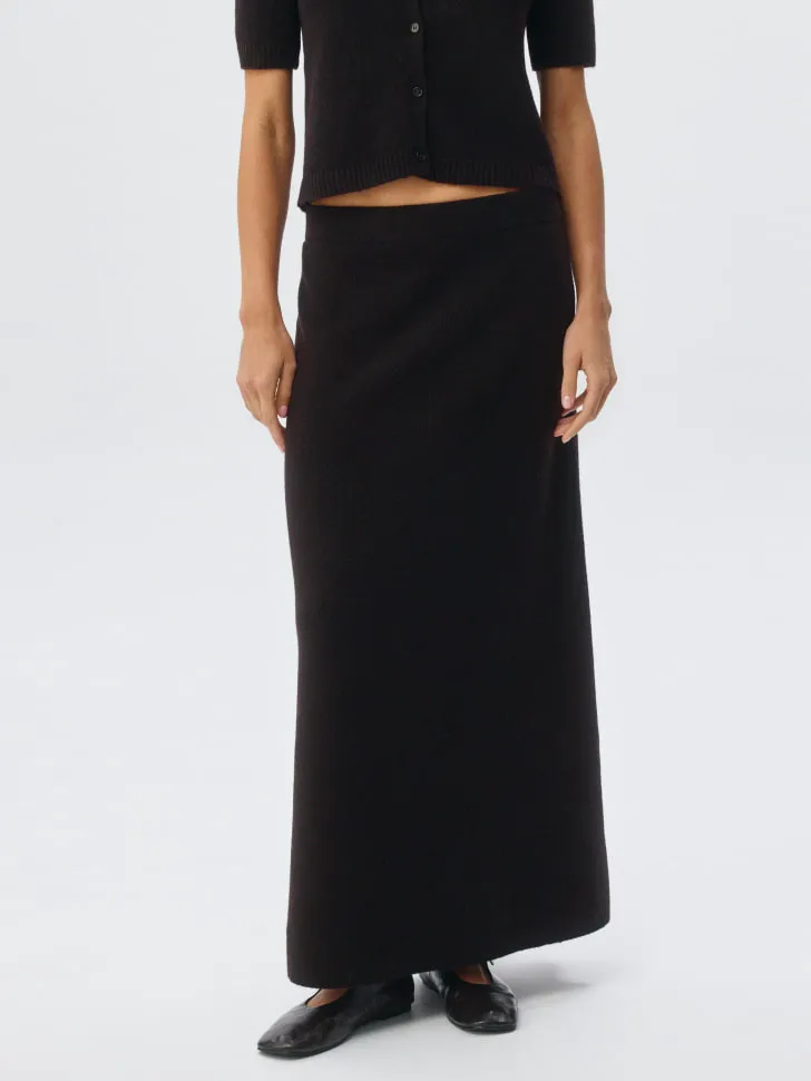 Юбка макси с содержанием шерсти, черный, арт. 4557
