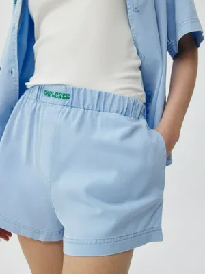 Шорты из тенселя и хлопка с эффектом стирки, арт. 4565