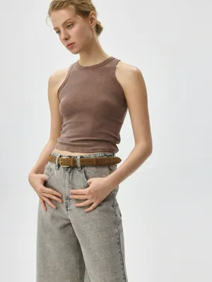 Топ в рубчик с кислотной стиркой, арт. 4585