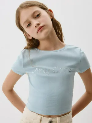 Укороченная футболка со стразами, арт. 4599