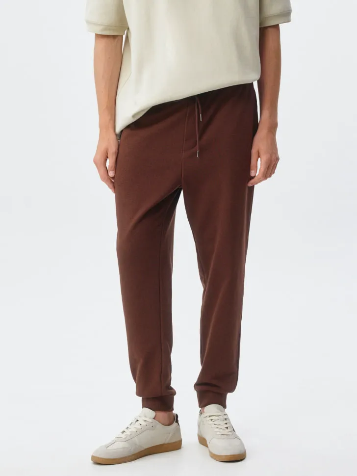 Джоггеры из футера, коричневый, арт. 4606