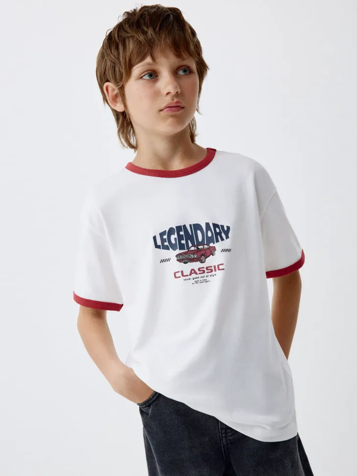 Футболка с принтом детская, белый, арт. 4611