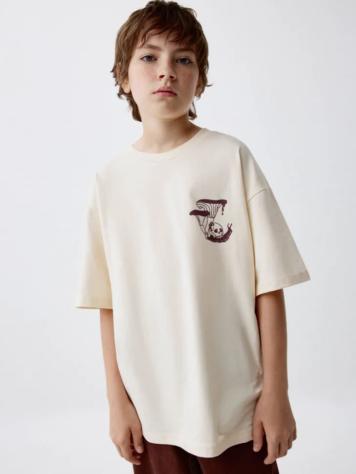 Футболка оверсайз с принтом детская, бежевый, арт. 4614