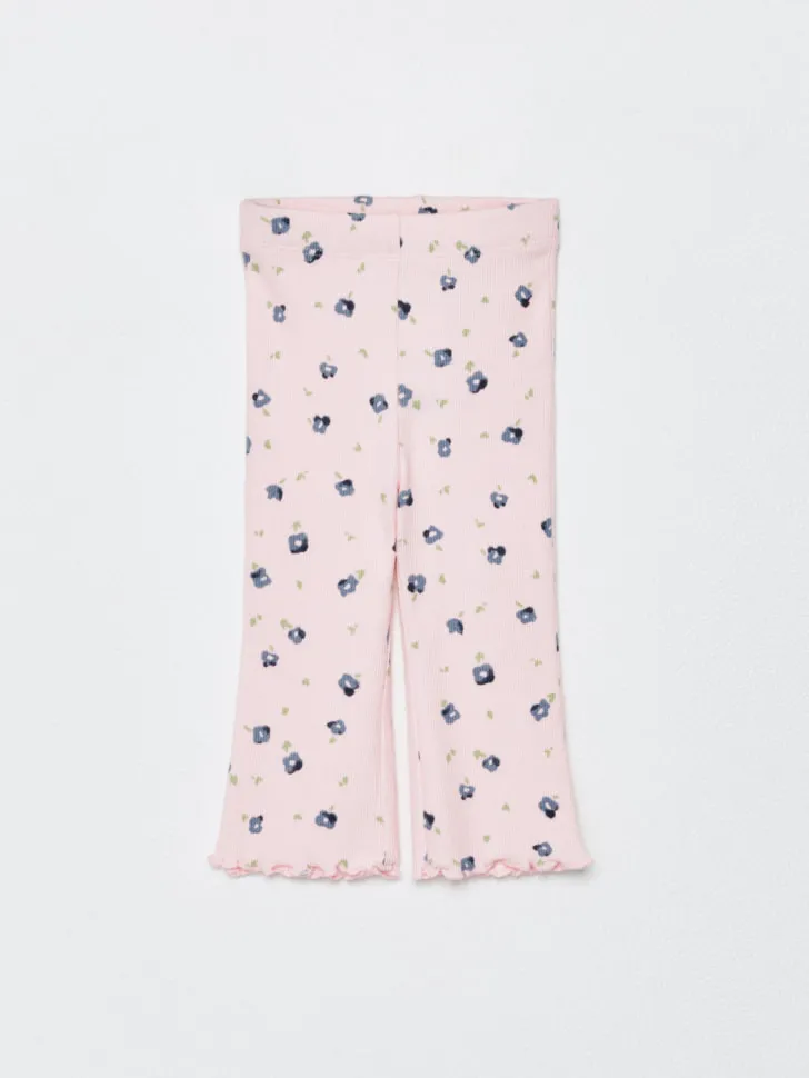 Трикотажные брюки клеш в рубчик для малышей, розовый, арт. 4617