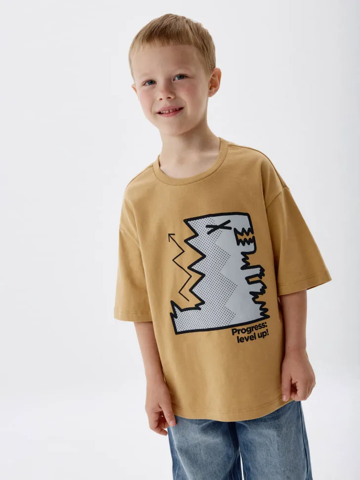 Футболка оверсайз с принтом для мальчиков, желтый, арт. 4630