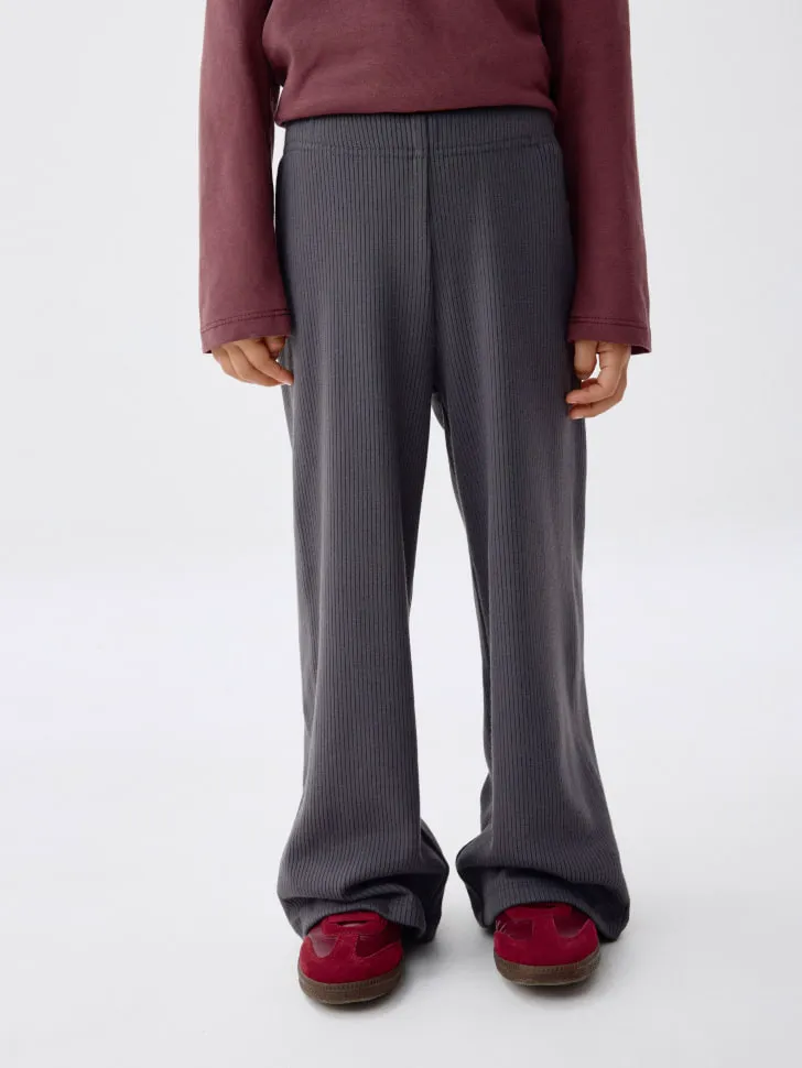 Широкие брюки в рубчик для девочек, серый, арт. 4638