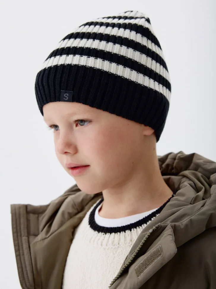 Вязаная шапка в полоску детская, разноцветный, арт. 4644
